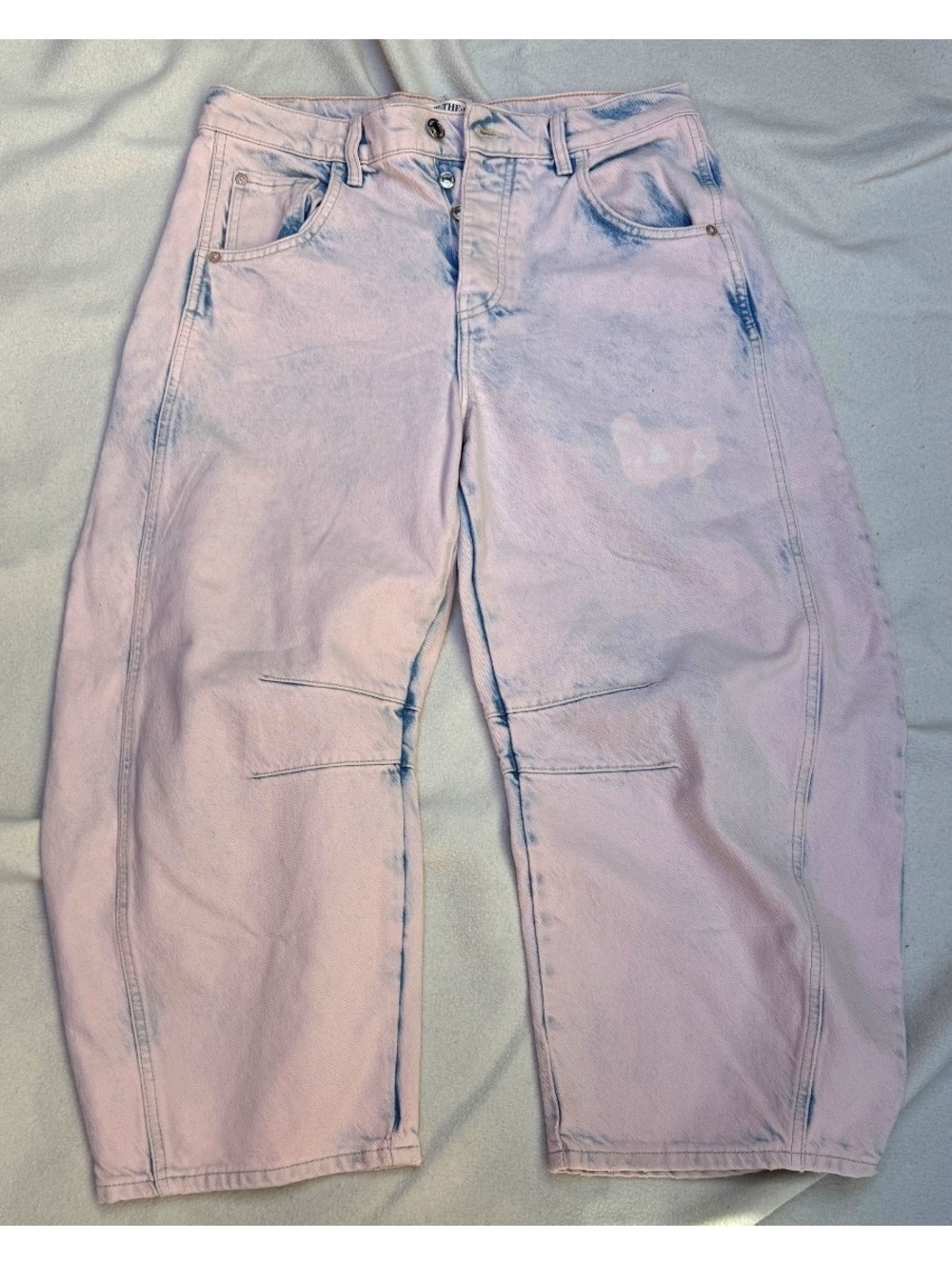 Pink 28 short Free People We The Free Good Luck Barrel pink and blue acide wash
